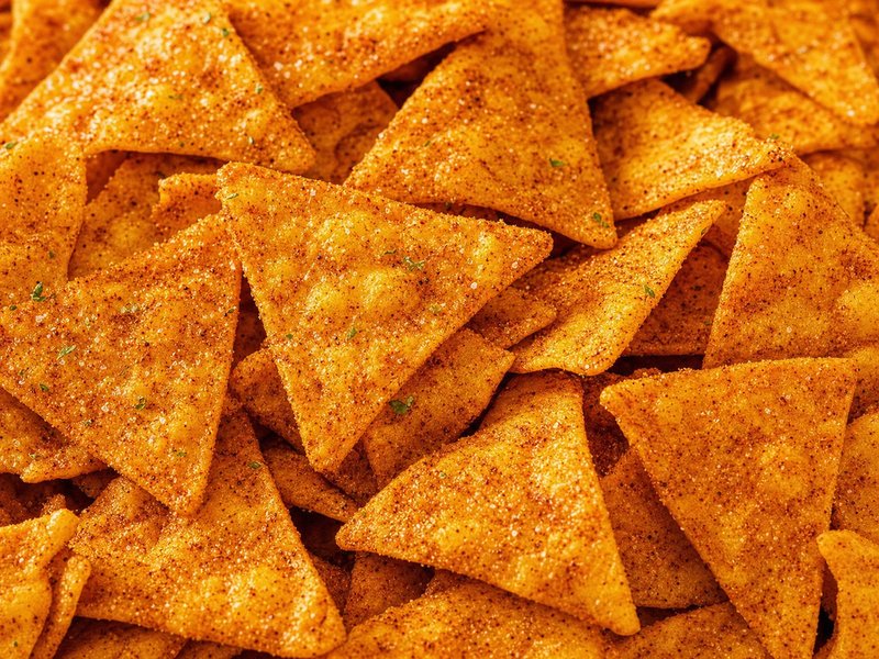 Close-up of seasoned tortilla chips